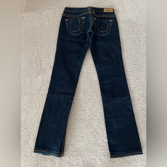 NEW TRUE RELIGION Low Waist Leather Patch Women’s Jeans – Size 26 | VTG RARE - Picture 2 of 11